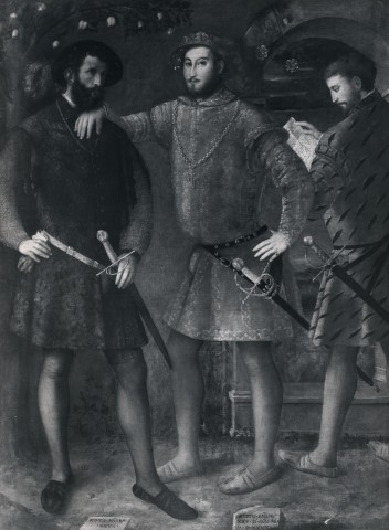 Anonimo — Pesenti Francesco - sec. XVI - Rodolfo Gonzaga, Carlo Gonzaga e Lodovico Pico — insieme